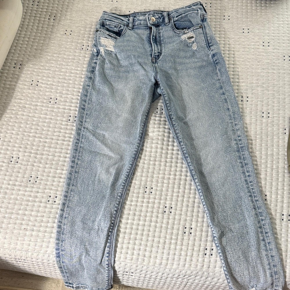 Women's Light Blue Distressed Jeans